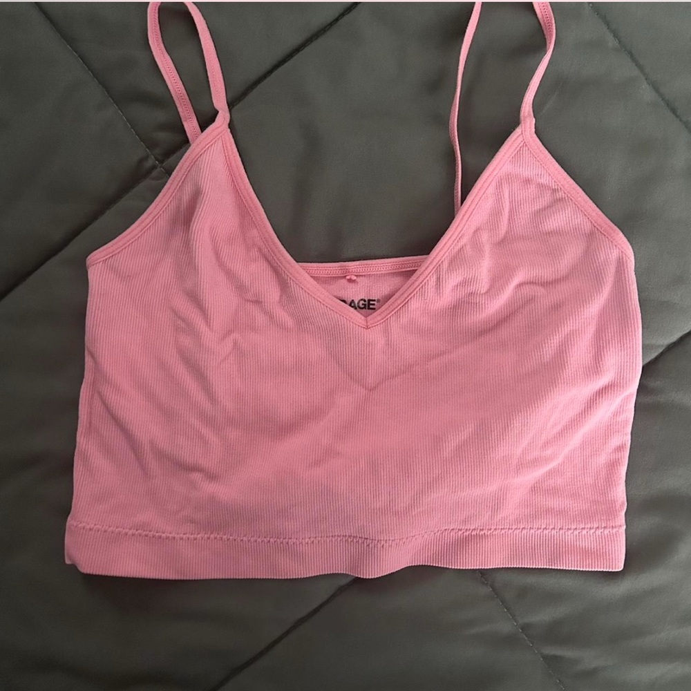 Garage Pink Ribbed Tank Top